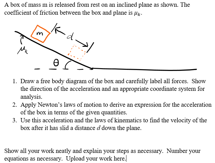 Solved A box of mass \( ﻿m \) ﻿is released from rest on an | Chegg.com