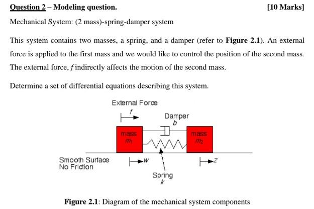 Solved Question 2 - Modeling question. [10 Marks] Mechanical | Chegg.com