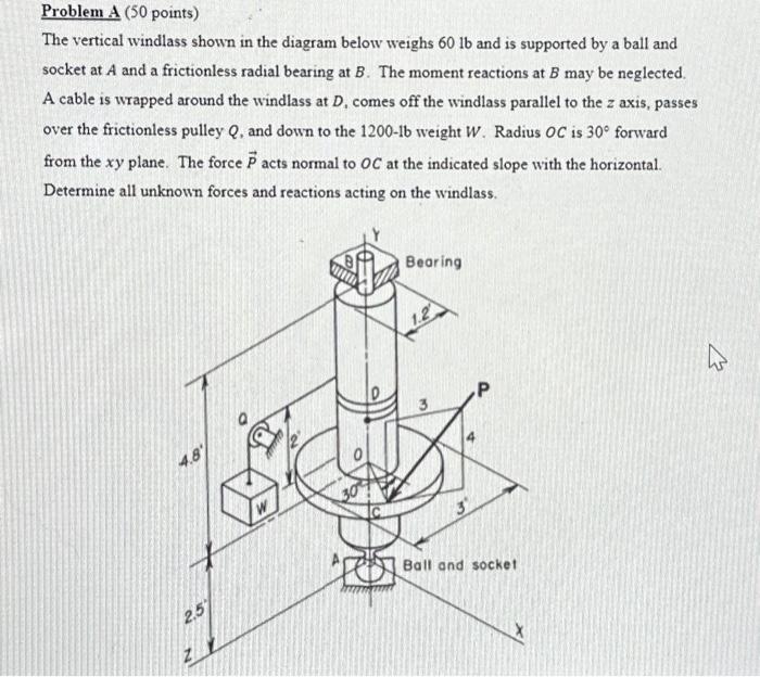Solved Problem A ( 50 points) The vertical windlass shown in