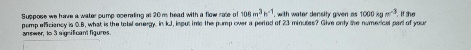 Solved Suppose we have a water pump operating at 20 m head | Chegg.com