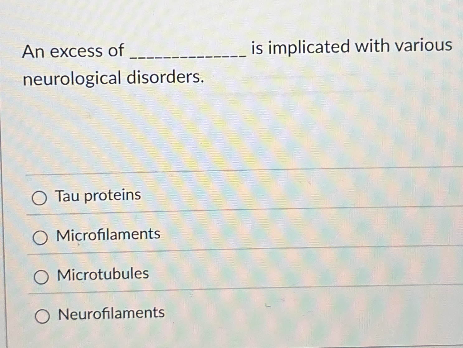 Solved An excess of q, ﻿is implicated with various | Chegg.com