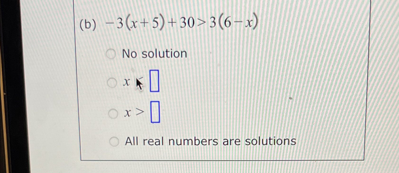 solved-b-3-x-5-30-3-6-x-no-solutionx-x-all-real-numbers-chegg