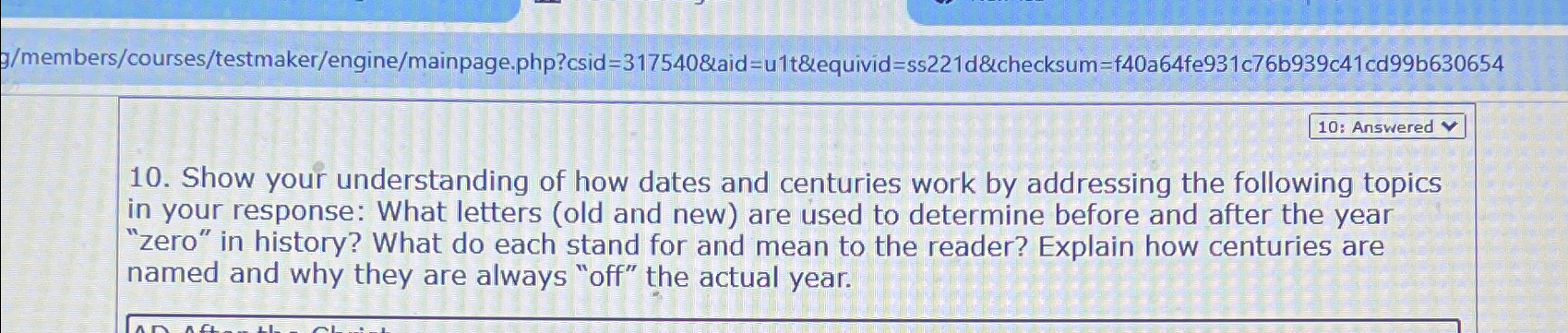 Solved Show your understanding of how dates and centuries | Chegg.com