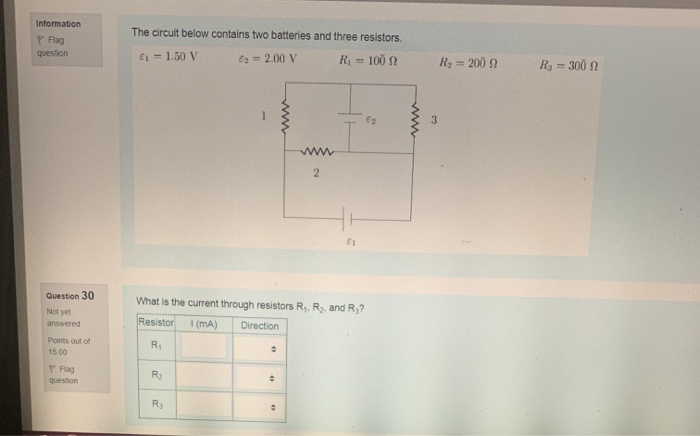 Solved Information The circuit below contains two batteries | Chegg.com