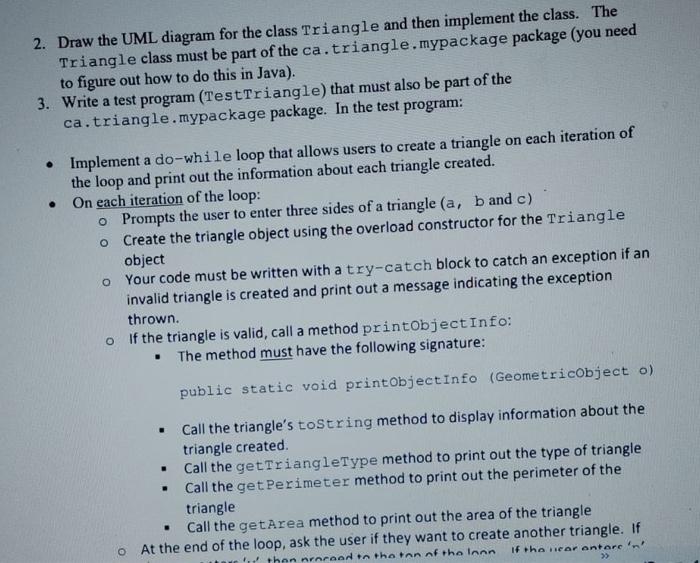 C3.1: Triangle 1. Design a public class named | Chegg.com
