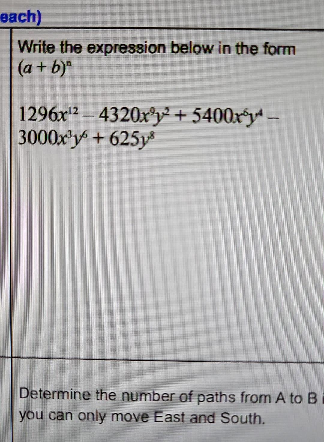 Write The Expression In The Form A+bi Solved each) Write the expression below in the form (a + b)" | Chegg.com