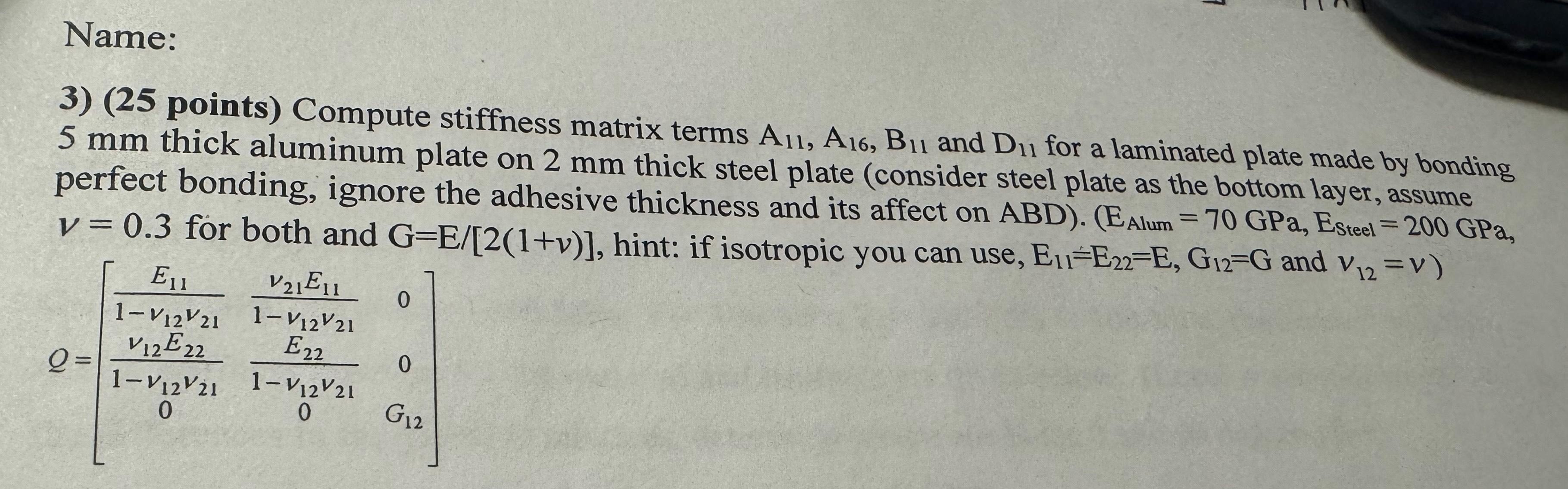 Solved Name:(25 ﻿points) ﻿Compute stiffness matrix terms | Chegg.com