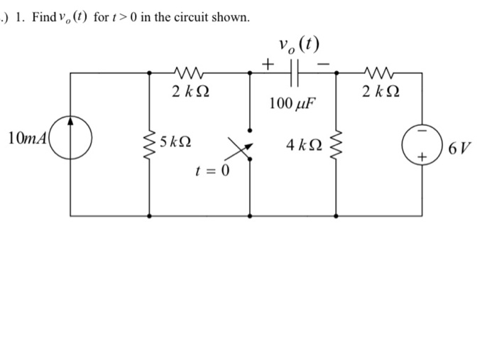 Solved .) 1. Find v, (t) for t> 0 in the circuit shown. νο | Chegg.com