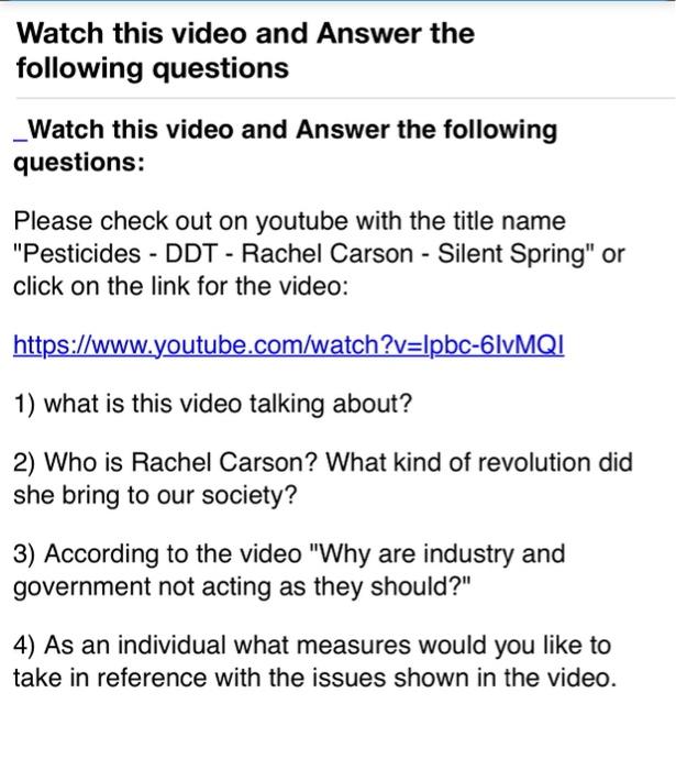 Watch this video and Answer the following questions Chegg