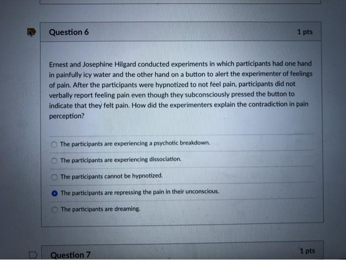 Solved Question 6 1 Pts Ernest And Josephine Hilgard | Chegg.com