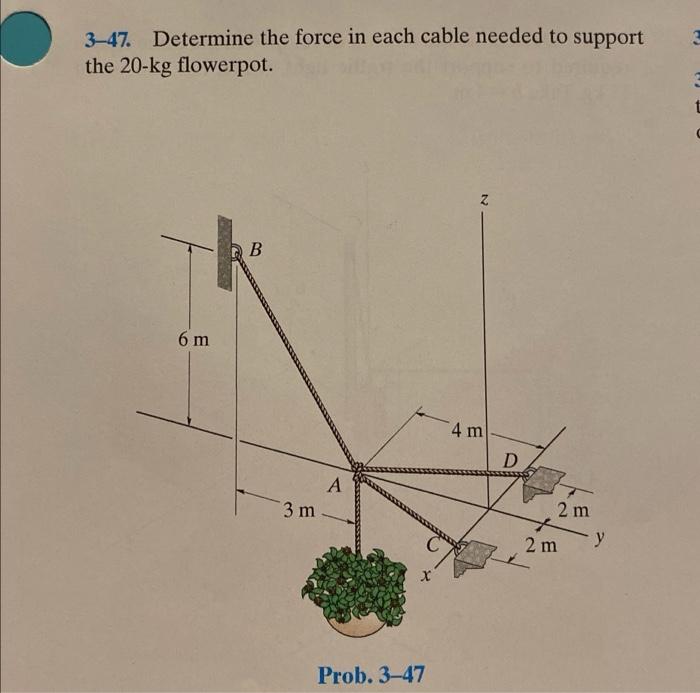 Solved 3-47. Determine the force in each cable needed to | Chegg.com