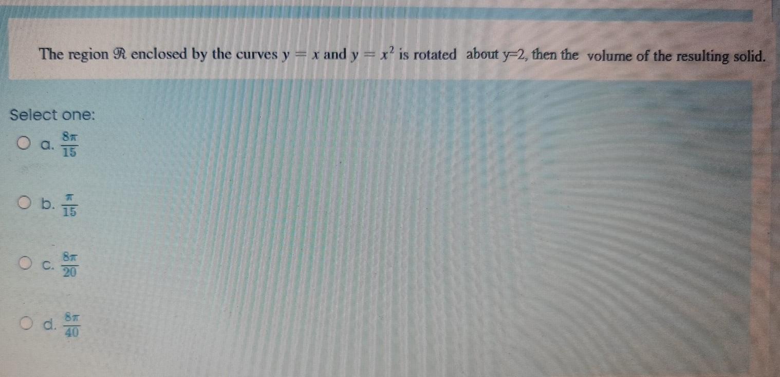 Solved The region R enclosed by the curves y = x and y = x² | Chegg.com