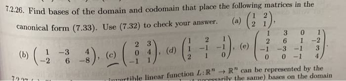 Solved .26. Find bases of the domain and codomain that place | Chegg.com