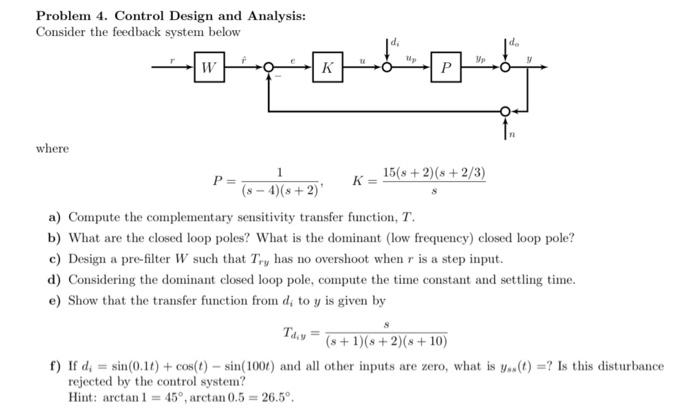 Solved Problem 4. Control Design And Analysis: Consider The | Chegg.com