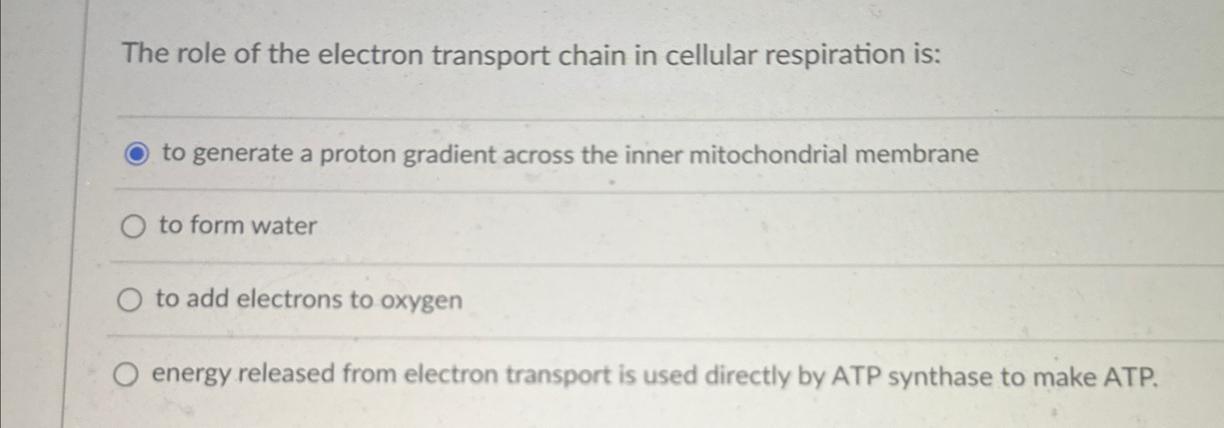Solved The role of the electron transport chain in cellular | Chegg.com