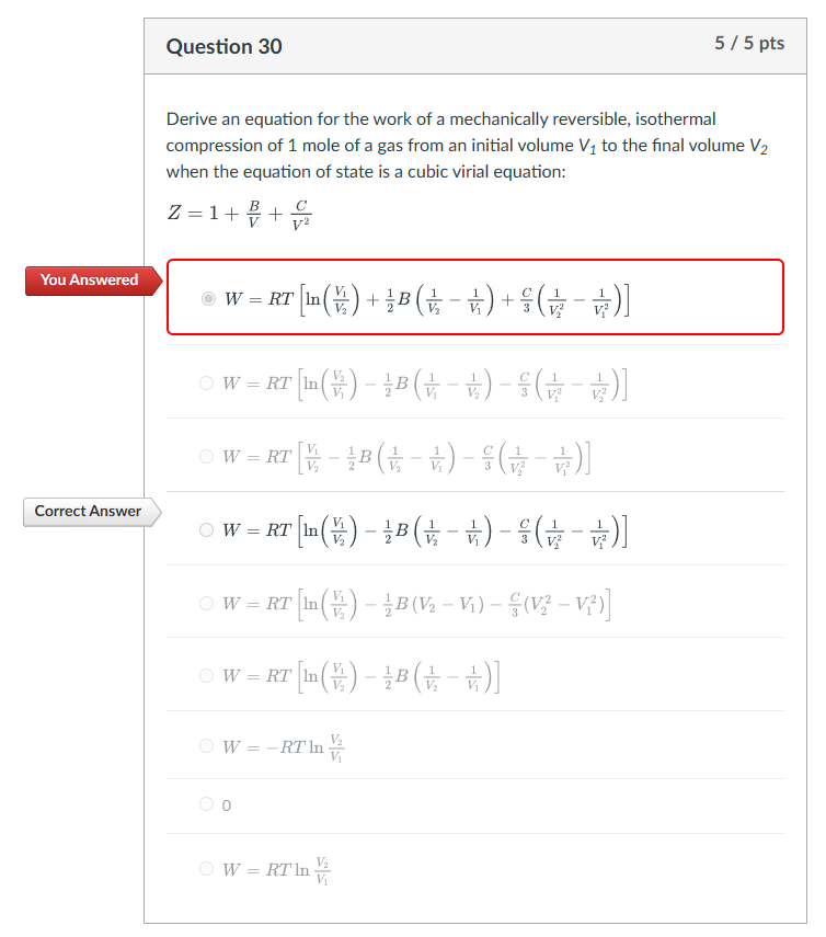 Solved Question 30Derive an equation for the work of a | Chegg.com