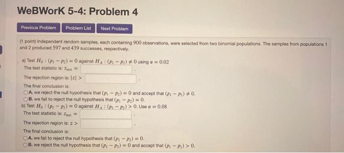 Solved WeBWork 5-4: Problem 3 Previous Problem Problem List | Chegg.com