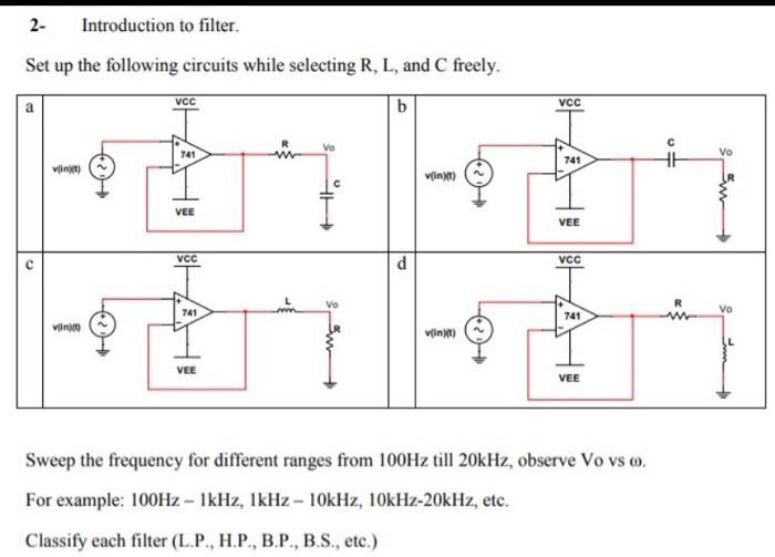 Solved 2 Introduction To Filter Set Up The Following Cir Chegg Com