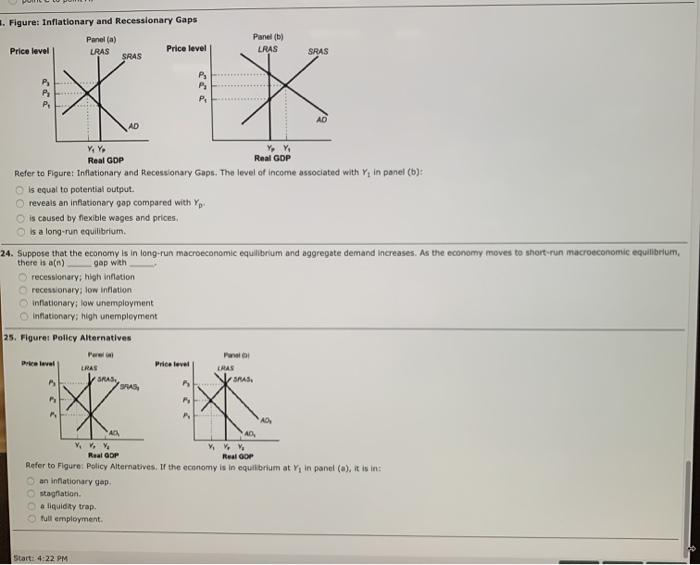 Solved 3. Figure: Inflationary And Recessionary Gaps Panela) | Chegg.com