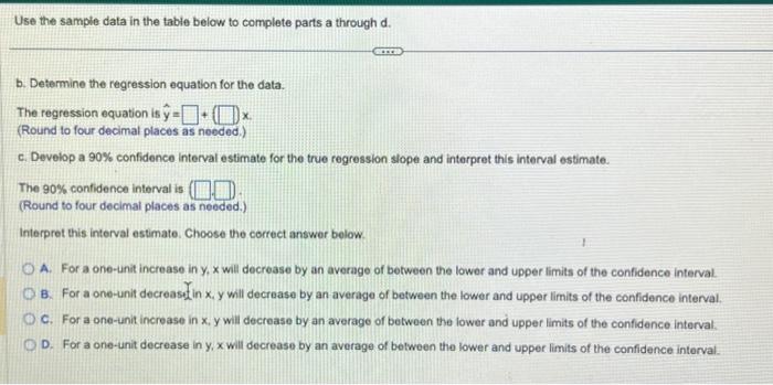 Solved Use the sample data in the table below to complete | Chegg.com