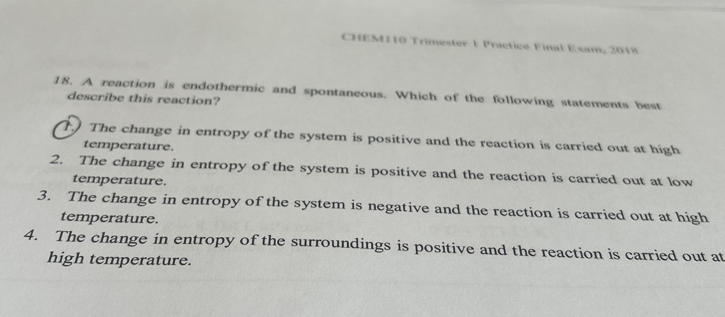 [Solved] At what temp A reaction is endothermic and spont