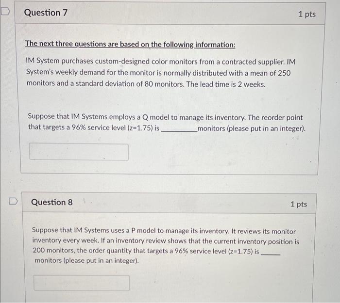 Solved The next three questions are based on the following | Chegg.com