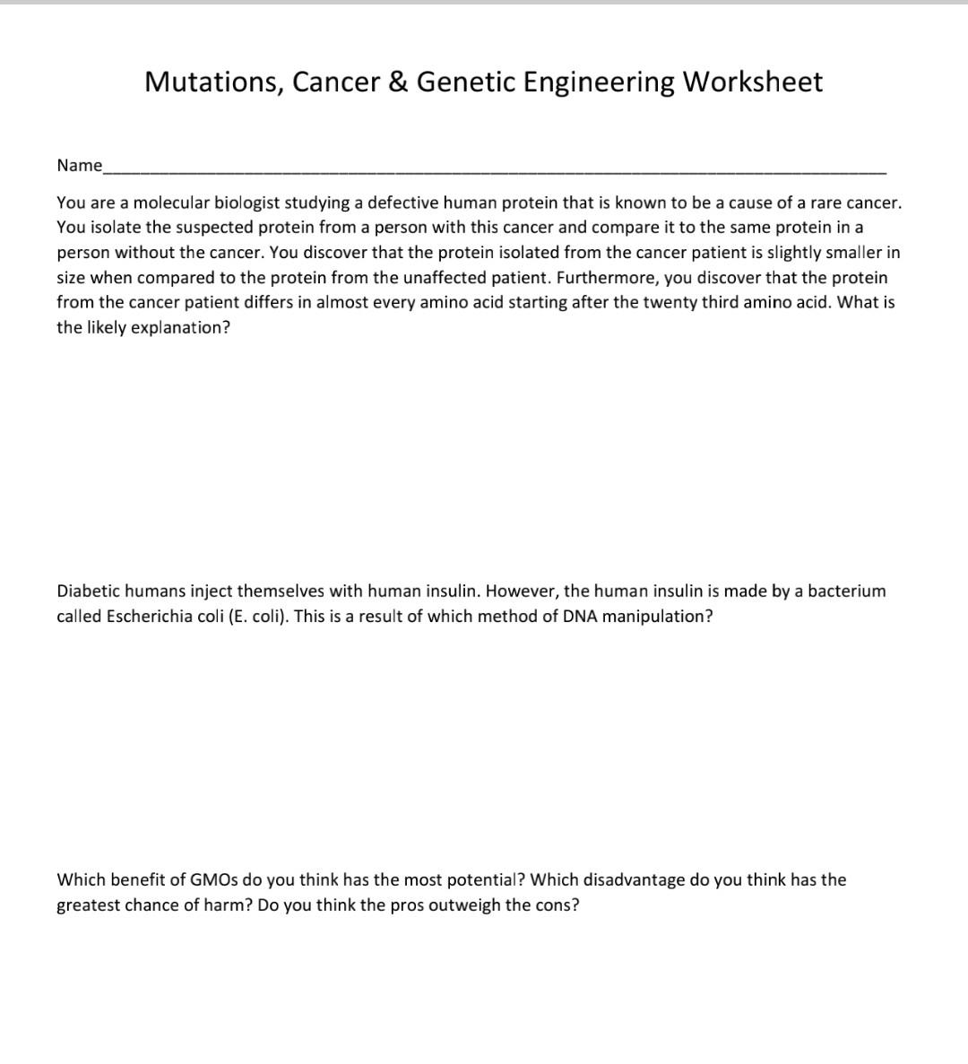 genetic engineering assignments