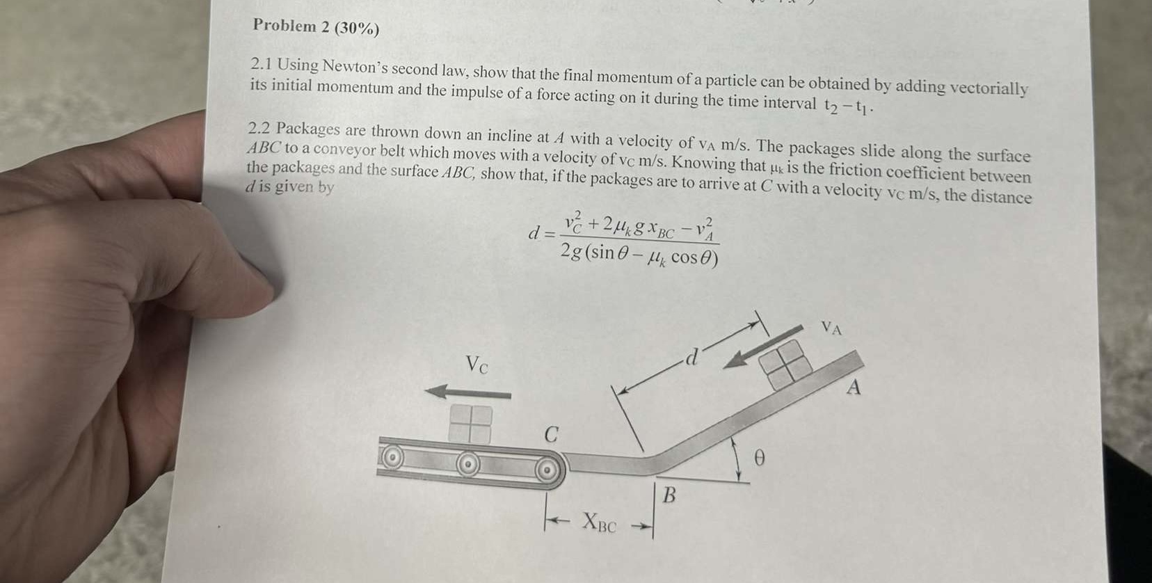Solved Problem 2 (30%)2.1 ﻿Using Newton's second law, show | Chegg.com
