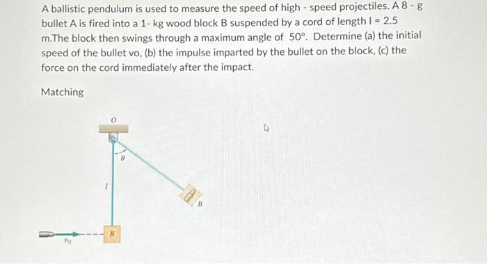 Solved A ballistic pendulum is used to measure the speed of | Chegg.com