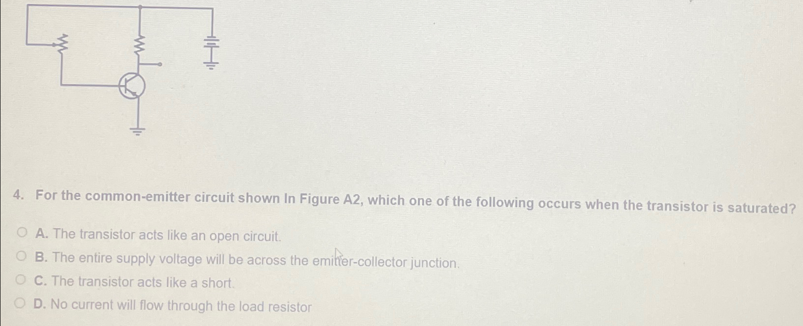 Solved For the common-emitter circuit shown In Figure A2, | Chegg.com