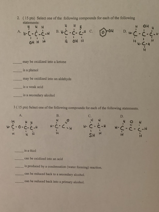 Solved 2 & 3.select one of the following compounds for each | Chegg.com