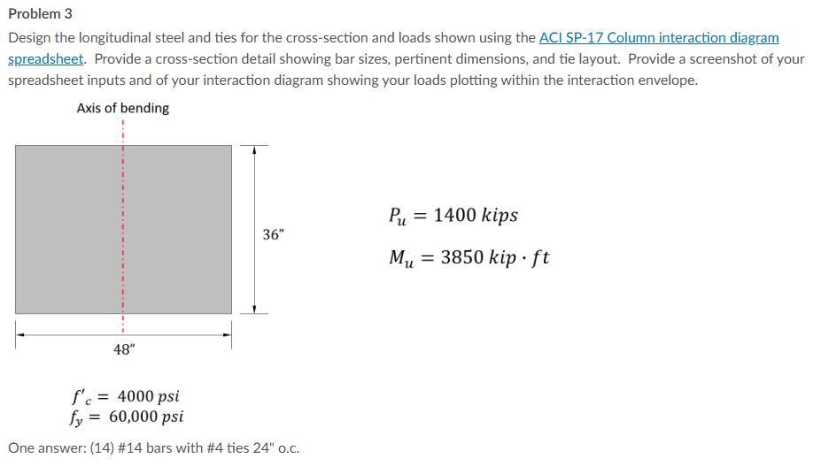 Solved Problem 3Design the longitudinal steel and ties for | Chegg.com