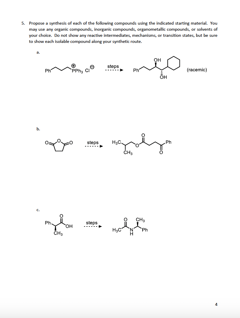 Propose a synthesis of each of the following | Chegg.com