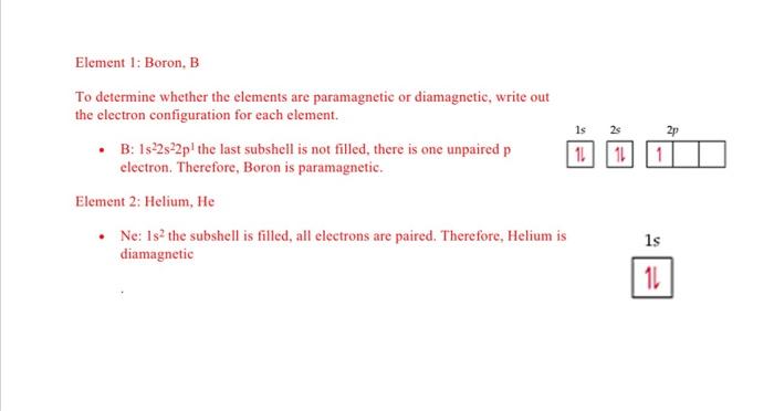 diamagnetic electron configuration