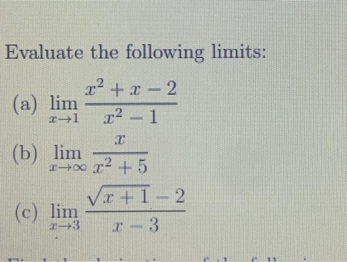 Solved Evaluate The Following Limits A Limx→1x2−1x2 X−2