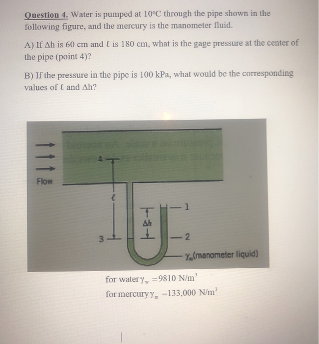 Solved Question 4 Water Is Pumped At 10 C Through The Pi Chegg Com