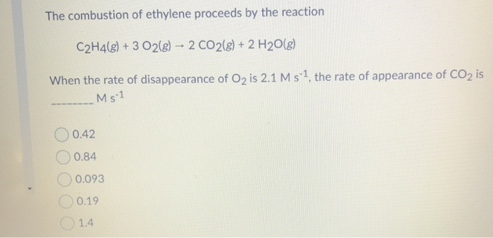 Solved The combustion of ethylene proceeds by the reaction Chegg