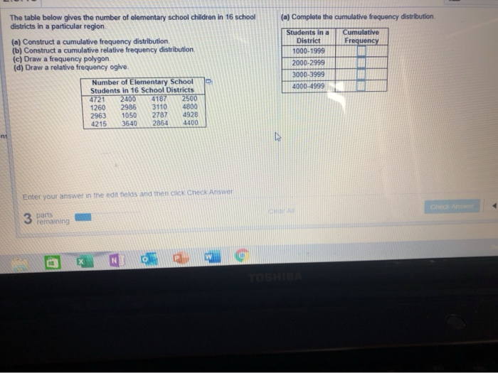 Solved (a) Complete The Cumulative Frequency Distribution | Chegg.com