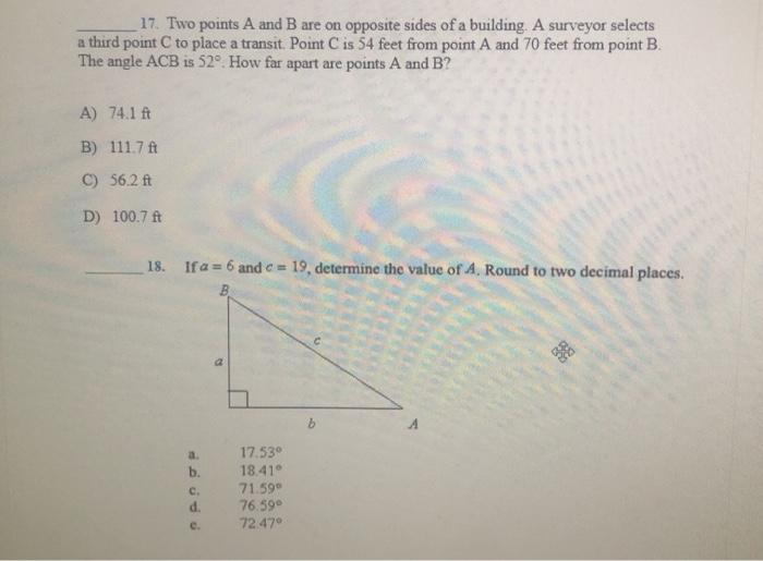 Solved 17. Two points A and B are on opposite sides of a | Chegg.com
