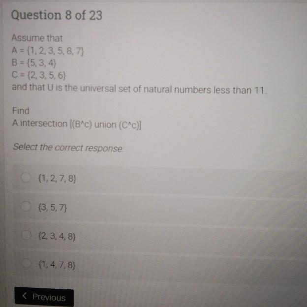 Solved Question 4 Of 23 Find A Union B. Given A = {d, E, G, | Chegg.com