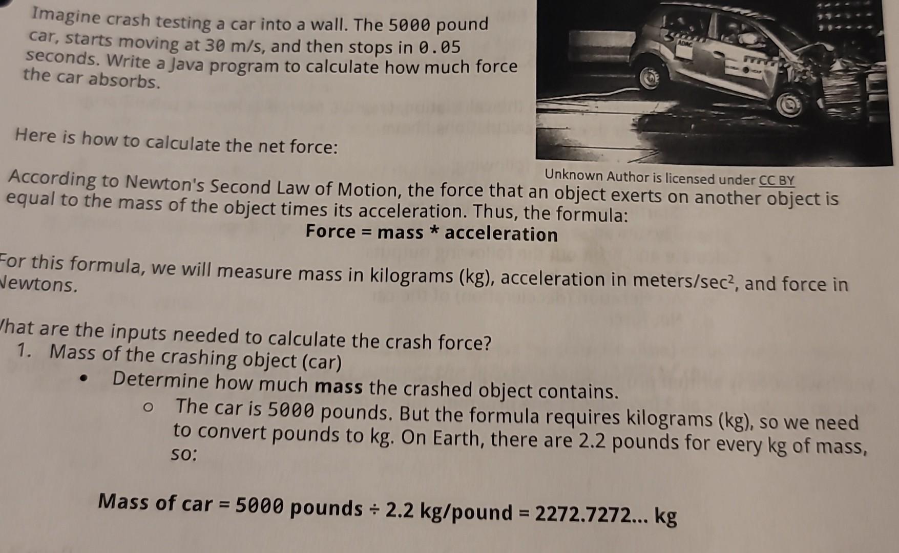 Solved Imagine crash testing a car into a wall. The 5000 Chegg