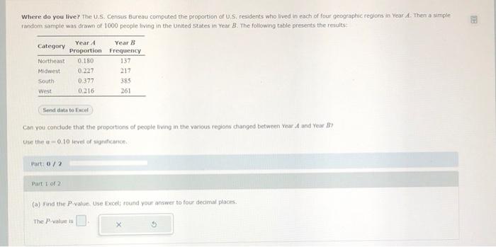 Solved Where Do You Live? The U.S. Census Bureau Computed | Chegg.com