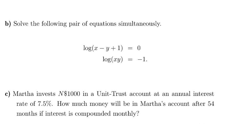 Solved B) Solve The Following Pair Of Equations | Chegg.com