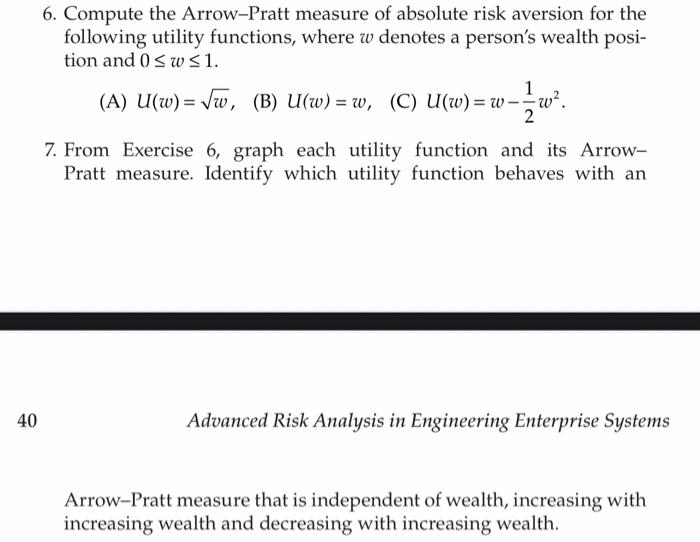 6. Compute the ArrowPratt measure of absolute risk