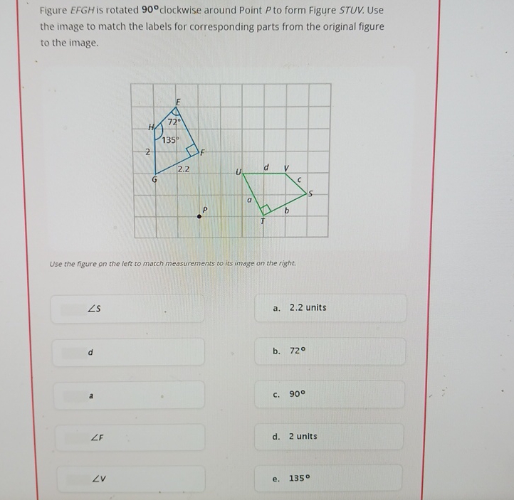 Figure EFGH is rotated 90° ﻿clockwise around Point P