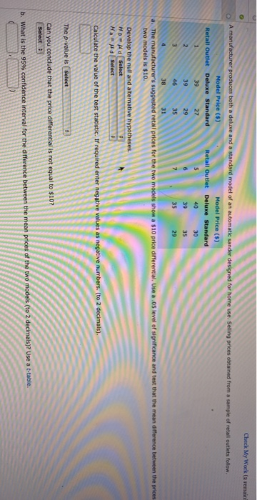 Solved Check My Work (2 remain A manufacturer produces both | Chegg.com