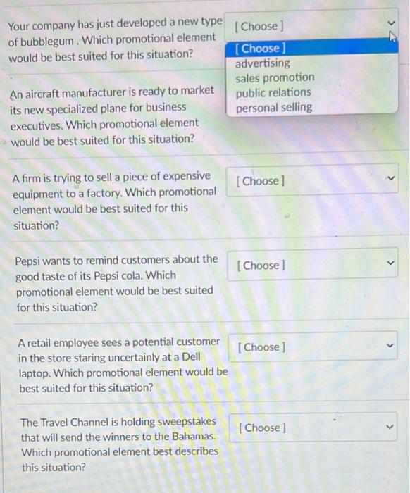 Solved can you answer each of the following with one of | Chegg.com