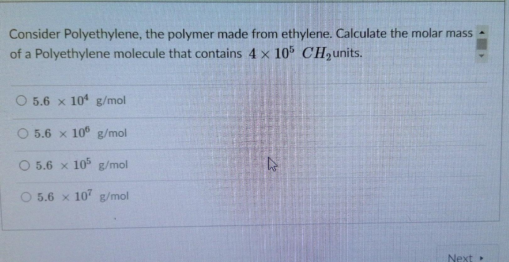 Solved Consider Polyethylene the polymer made from Chegg