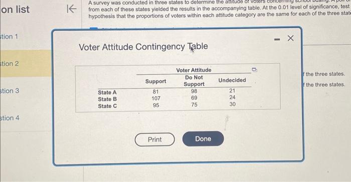 Solved A survey was conducted in three states to determine | Chegg.com