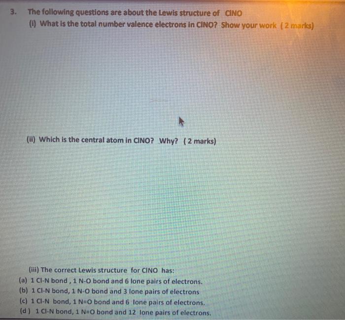 Solved 3. The following questions are about the Lewis | Chegg.com